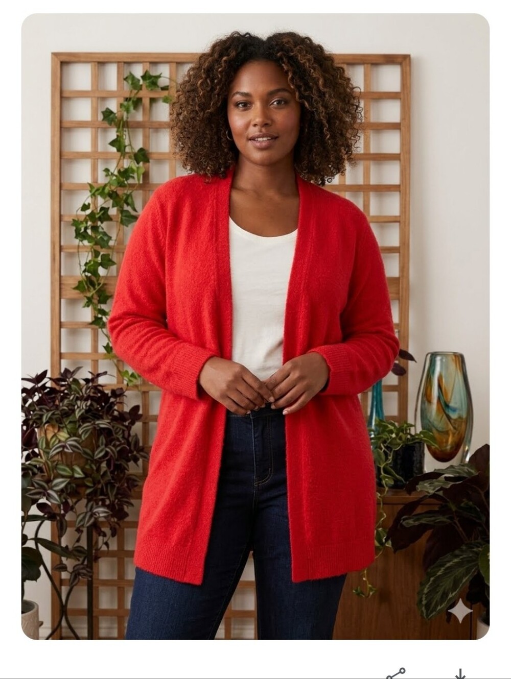 Lane Bryant Red Open-Front Cardigan Sweater